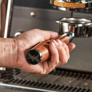 Bottomless Portafilter For Espresso Machines Ergonomic Rosewood Handle & Includes Naked Double Shot Filter Basket