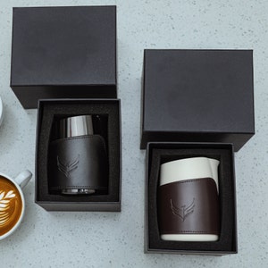 Leather Sleeve Milk Pitcher: Latte Art Tool, Corporate Gift