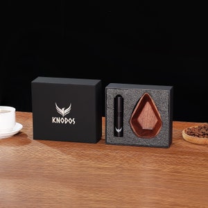 Walnut Coffee Bean Dosing Cup & RDT Sprayer Set: Home Barista Gift