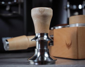 Auto-Leveling Espresso Tamper with Maple Wood Handle