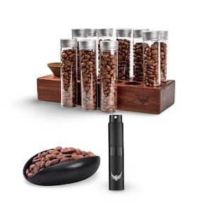 Coffee Bean Dosing Kit: Glass Storage Tubes, Ceramic Cup & RDT Sprayer