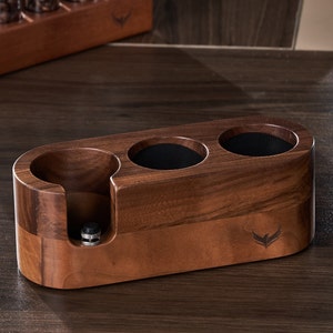 51mm Walnut Tamper Stand  Portafilter Holder Compatible With Delonghi Pavoni Gevi Smeg and More 51mm Portafilters