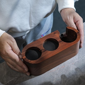 Walnut Espresso Tamping Station For 54mm Breville Espresso Machine Accessories Tamping Mat Portafilter Holder Espresso Coffee Equipment