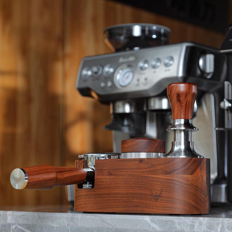 Espresso Tamper Station Walnut / Portafilter Holder Espresso Bar Organizer / Tamp Stand image 8