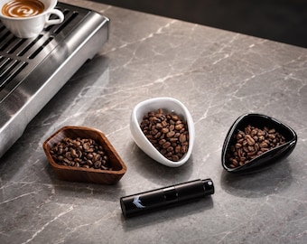 Coffee Bean Dosing Cup & RDT Sprayer Set: Walnut Wood or Ceramic Espresso Measuring Cup Gift for Coffee Lovers