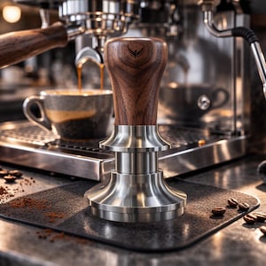 Walnut Espresso Tamper Spring Loaded 30lb Calibrated Desing For 51mm 54mm 58mm Portafilters