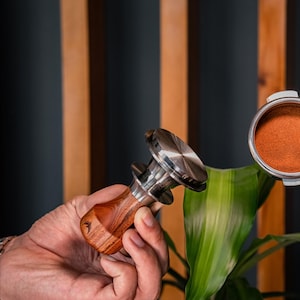 Calibrated Espresso Tamper with Adjustable Depth and Spring Loaded -Wooden Coffee Tamper Espresso Accessories 51mm-51.5mm-54mm-58.3mm-58.5mm