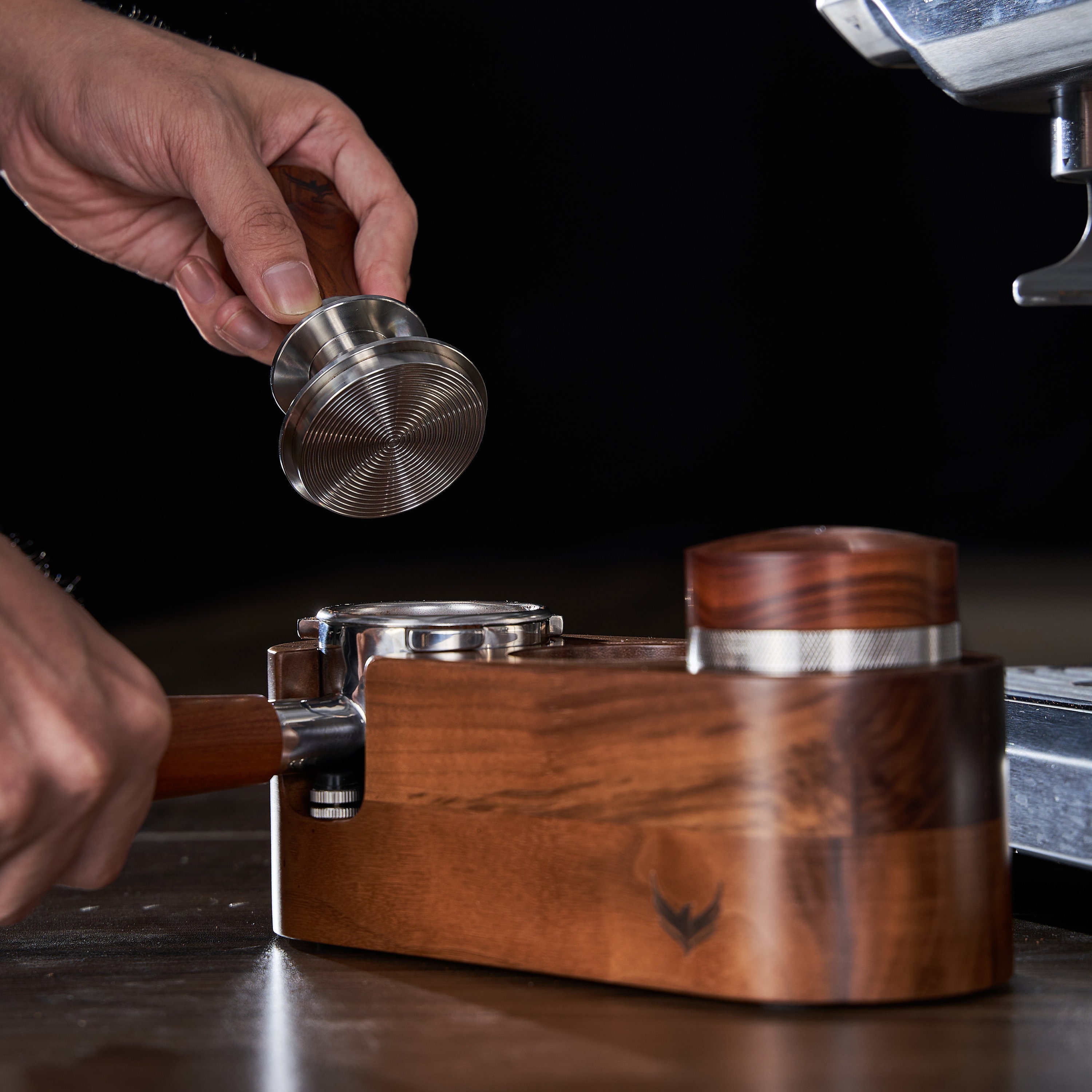 NEOUZA Espresso Tamper Mat & Organizer Station, Wood Tamping Stand with