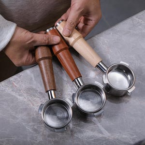 54mm Bottomless Portafilter for Breville Barista Express ,Pro, Touch, Impress,Infuser, Bambino, Bes870XL Walnut Rosewood Maple