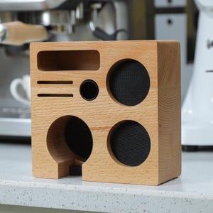 58mm Beech Wood Espresso Tamping Station – Compact Organizer for Portafilter, Tamper, Distributor, and Accessories  Gift for Coffee Lovers