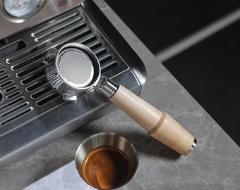 Bottomless Portafilter For Espresso Machines Natural Maple Handle Double Shot Filter Basket Included