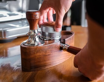 Espresso Tamping Station Walnut Tamper Mat for Coffee Bar Espresso Accessories 51/54/58mm
