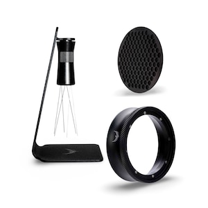 Black Espresso Accessories Kit: WDT Tool, Dosing Ring, Puck Screen