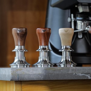 Calibrated Espresso Tamper: Stainless Steel, Walnut Handle, 51/54/58mm
