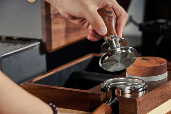 54mm Espresso Tamper for Breville Espresso Machine Accessories Adjustable  Depth and Spring Loaded Design Wooden Calibrated Tamper 53.3mm 