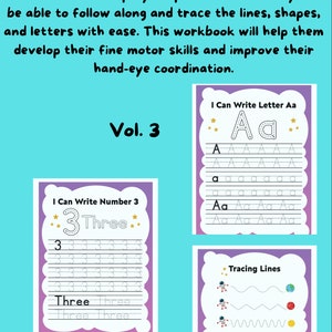 ABC, Alphabet, Number, Tracing Lines Workbook for Kids - Etsy