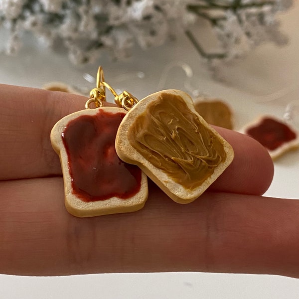 Pb&j toast earrings - pbj earrings - peanut butter jelly earrings