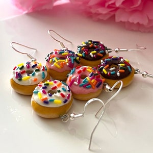 Donut earrings - sprinkled donut earrings - dessert earrings