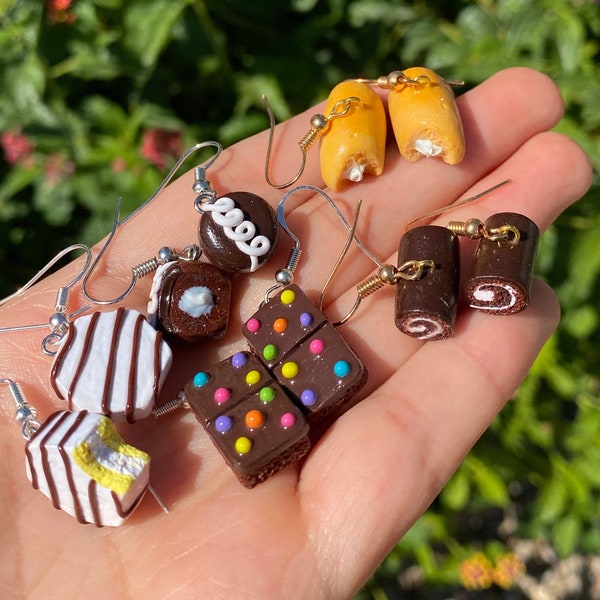 Snack cakes earrings - food earrings  - cake earrings  - cupcake earrings - brownie earrings