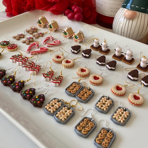 Zuckerstange Ohrringe - Weihnachtsbaum Ohrringe - Urlaub Ohrringe - Weihnachtsbäckerei - Lebkuchenhaus Ohrringe
