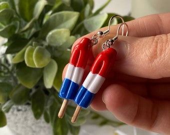 4th of July popsicle earrings - popsicle earrings  - polymer clay earrings - 4th of July popsicle