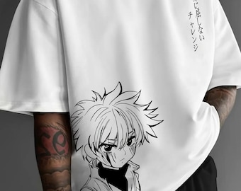 T-shirt streetwear di Killua / Maglietta con grafica anime / Maglietta ispirata a Hunter / Top alla moda urbana