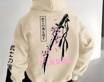 Katana Sakura Hoodie | Japanese Samurai Cherry Blossom Streetwear
