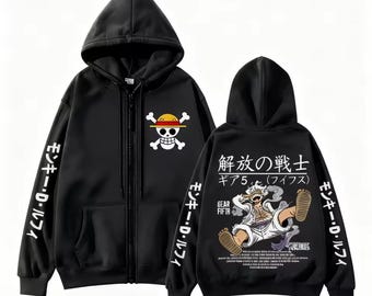 Monkey D. Luffy Gear 5 Zip Up Hoodie, One Piece Anime Hoodie, Unisex Streetwear