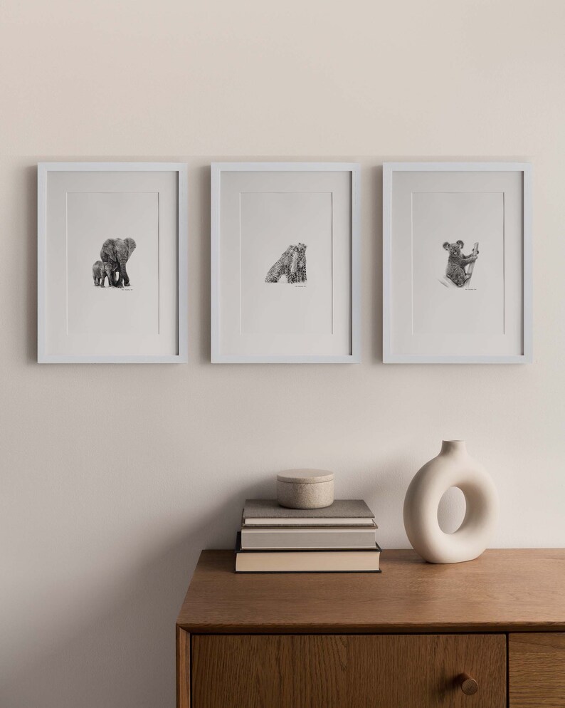 Elephant Pencil Drawing Wall Art Minimalist Animal Wall Art Etsy