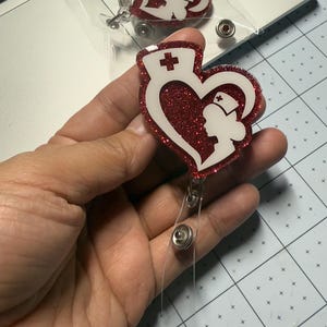 Nurse Valentine&#39;s Acrylic Badge Reel: Healthcare ID Holder