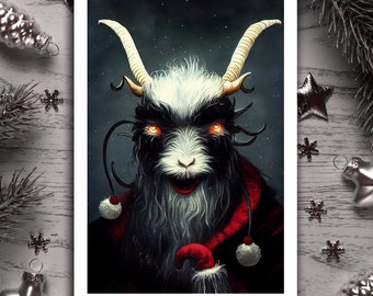 Fed - Satin Posters (300/210gsm), Krampus Design, Xmas Horror, Christmas Gothic, Vintage Art, Artificial Intelligence, Wall Art Deco