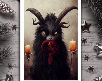 Feast Of Krampus - Satin Posters (300/210gsm) , Krampus Design, Xmas Horror, Christmas Gothic, Vintage Art, Artificial Intelligence