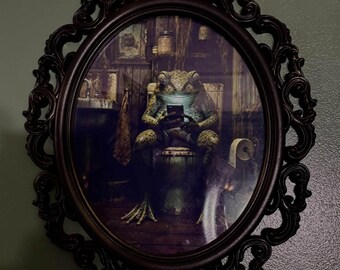 Moody Frog on Toilet Wall Art