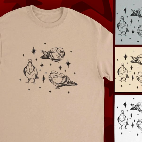 Pigeons and stars unisex T-shirt