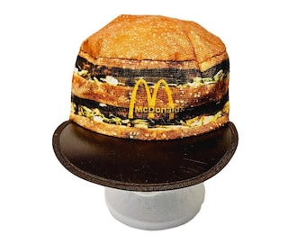 Vintage McDonalds Big Mac Hat Painters Cap 80s Retro