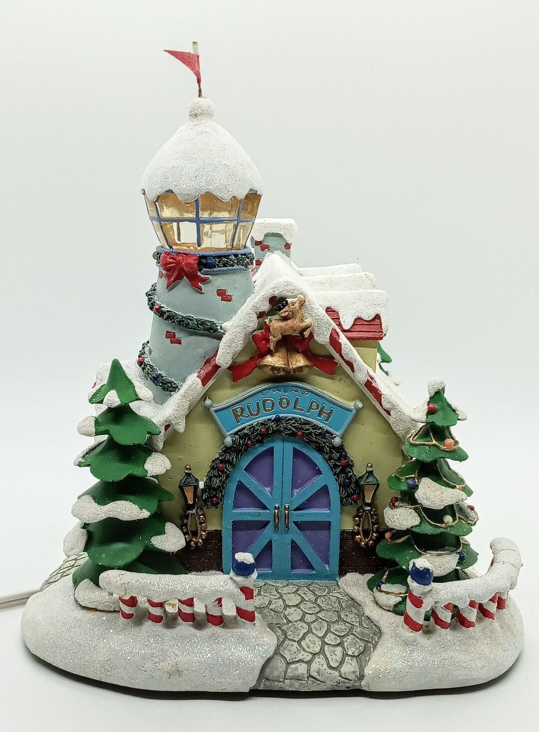Hawthorne Village Rudolph's Watch Tower & Reindeer Barn Christmas Light