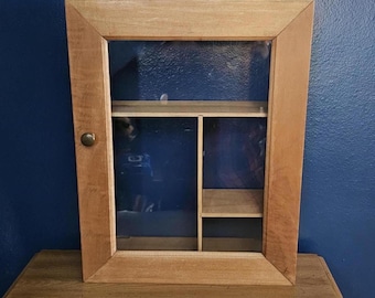 Hanging Wood Curio Display Cabinet with Glass Door