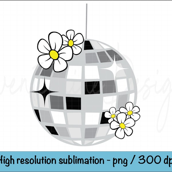 Disco Ball Daisy PNG, Disco Party, Flower Disco Ball png