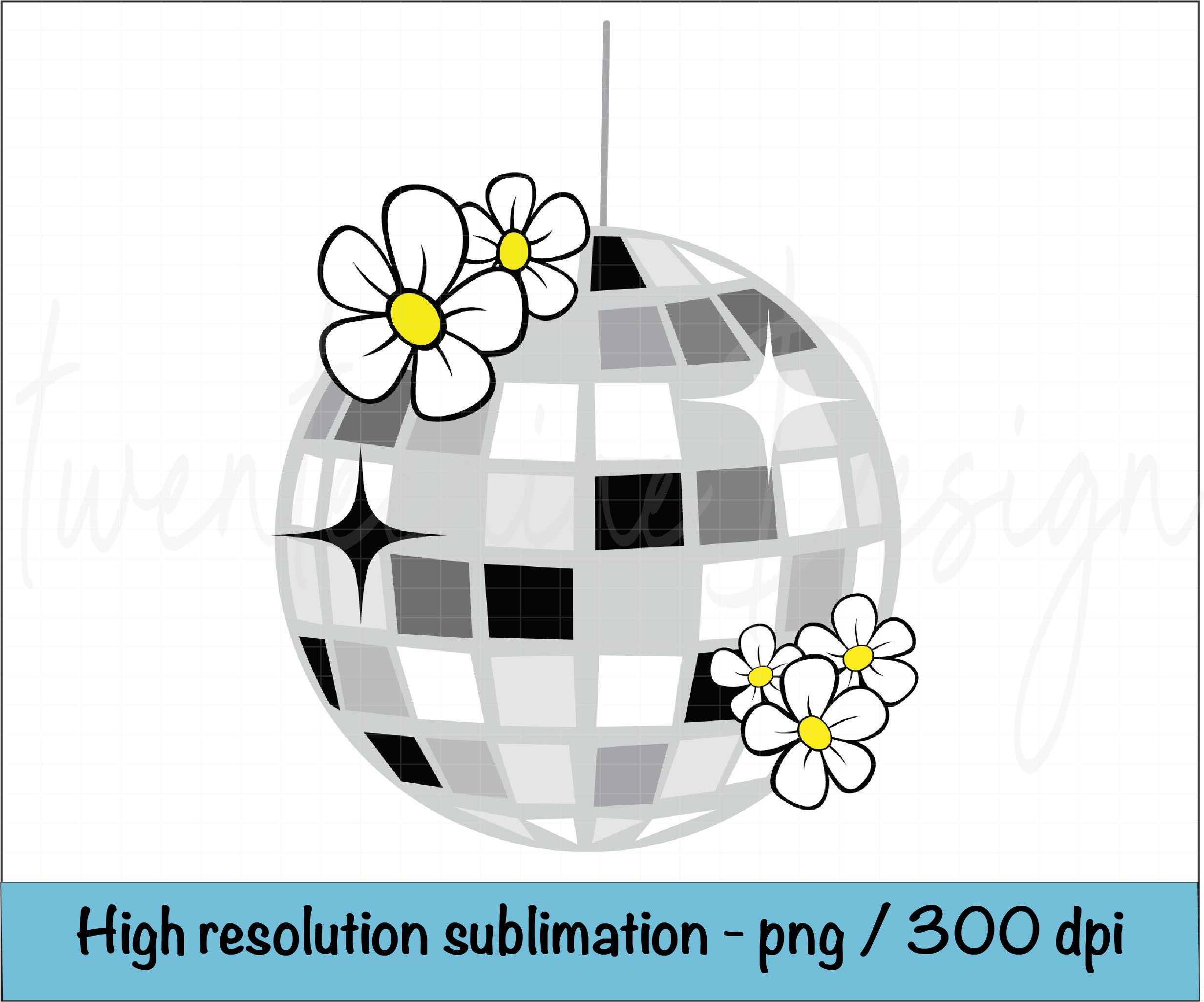 Disco Ball Daisy PNG, Disco Party, Flower Disco Ball Png Etsy