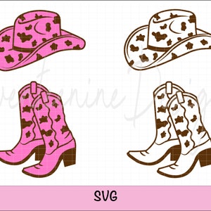 Cowboy Boot & Hat Bundle SVG, Cow print png Hat, Nashville Bachelorette