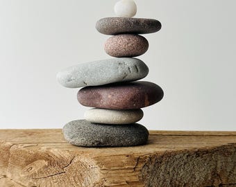Piedra de jardín zen, rocas equilibrantes, decoración estética de escritorio de oficina, mojón de piedra, Wabi Sabi, regalos para la ansiedad para hombres, regalos calmantes, estante boho
