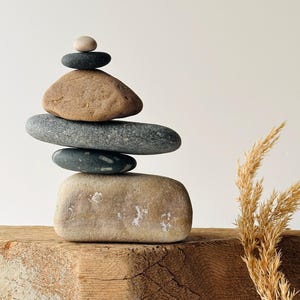 Aesthetic office desk decor, minimalist shelf decor objects, zen decor living room, anxiety gifts for men, balancing rocks, Japandi style