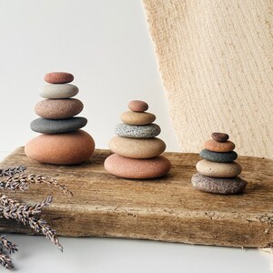 Zen stones, stacked rocks, coastal home decor, yoga gifts for class, mantel decor rustic, bathroom shelf decor boho, living room accents