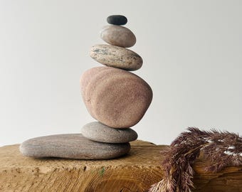 Equilibrio de rocas, piedra de jardín zen, estética de decoración de escritorio de oficina, mojón de piedra, Wabi Sabi, regalos para hombres que buscan alivio de la ansiedad, decoración de estantería bohemia, meditación
