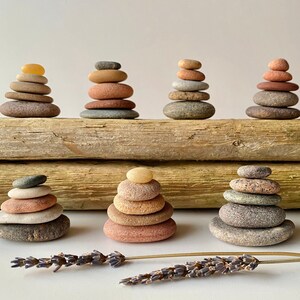 Shelf decor objects aesthetic, spa bathroom decor, cairn stones, boho shelf decor small, stacking pebbles, Zen garden stone, calming gifts