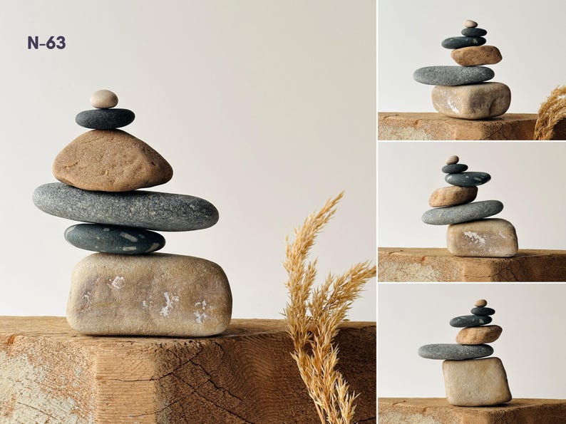 Montón de arte japonés, pila de rocas zen, regalos meditativos, actividades relajantes, piedras de equilibrio, objetos de exhibición, decoración estética de estanterías para dormitorios. N-63