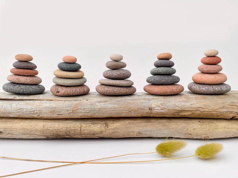 Grounding stones, stacking rocks, meditation gift for mindful living, cairns, mental health gifts, Zen decor, calm stone for balance image 1