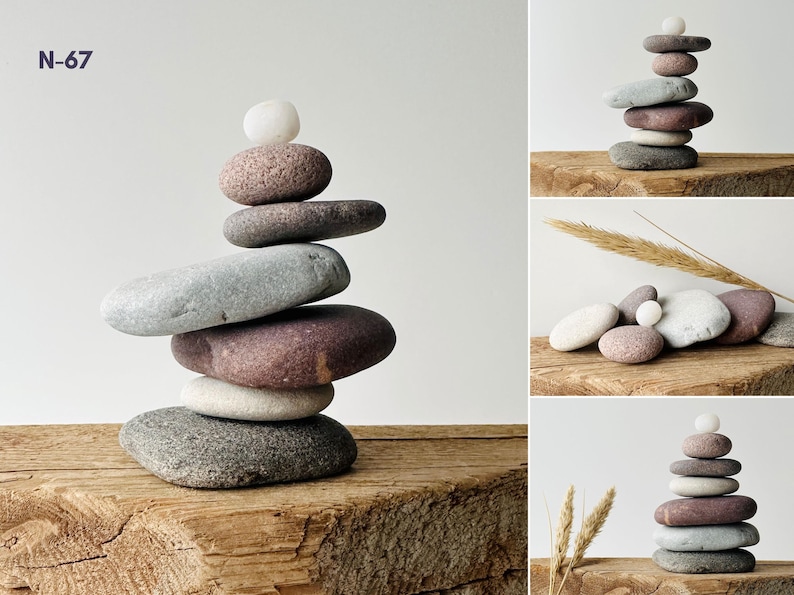 Montón de arte japonés, pila de rocas zen, regalos meditativos, actividades relajantes, piedras de equilibrio, objetos de exhibición, decoración estética de estanterías para dormitorios. N-67