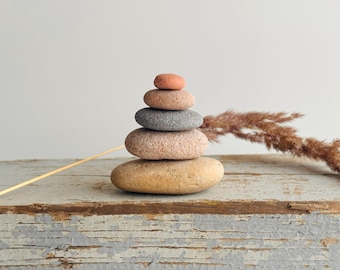 Minimalist home decor, new home gift nature inspired, small space decor, balancing stones
