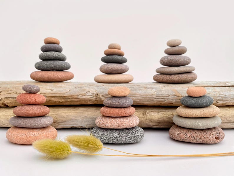 Grounding stones, stacking rocks, meditation gift for mindful living, cairns, mental health gifts, Zen decor, calm stone for balance image 16